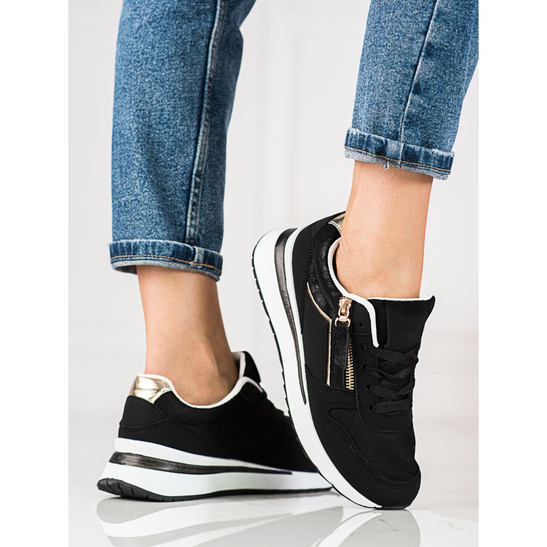 Deportivas de mujer Shelovet negras con suela blanca negro 1