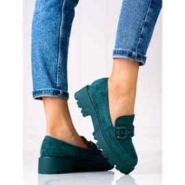 Mocasines de mujer de moda en la plataforma Vinceza verde. 1
