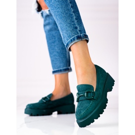 Mocasines de mujer de moda en la plataforma Vinceza verde. 2