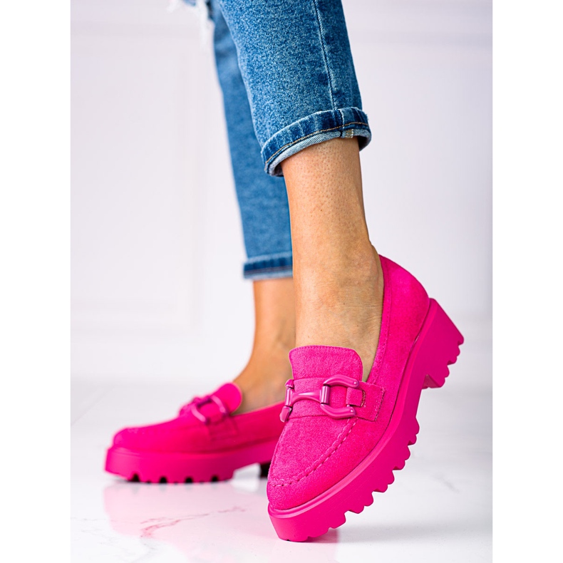Mocasines de mujer de moda en la plataforma fucsia Vinceza. rosado 1