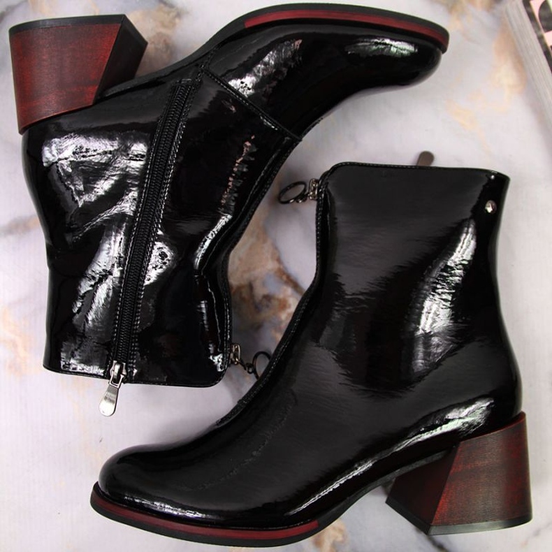 Botas lacadas en el talón Vinceza W JAN137 negro 1