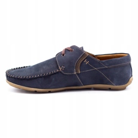 Olivier Mocasines hombre piel 297 azul marino marrón 1