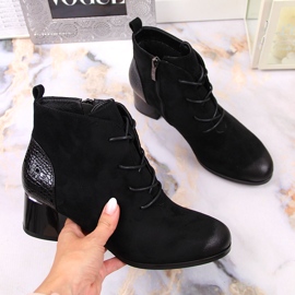 Botas de mujer, cordones aislantes eco-gamuza negra Potocki negro 1 Botas de mujer, cordones aislantes eco-gamuza negra Potocki negro 1