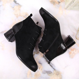 Botas de mujer, cordones aislantes eco-gamuza negra Potocki negro 4