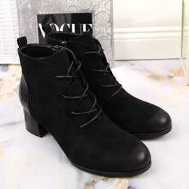 Botas de mujer, cordones aislantes eco-gamuza negra Potocki negro 2