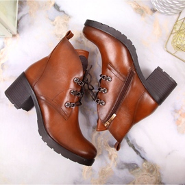 Botas de mujer marrones con cordones Potocki marrón 3