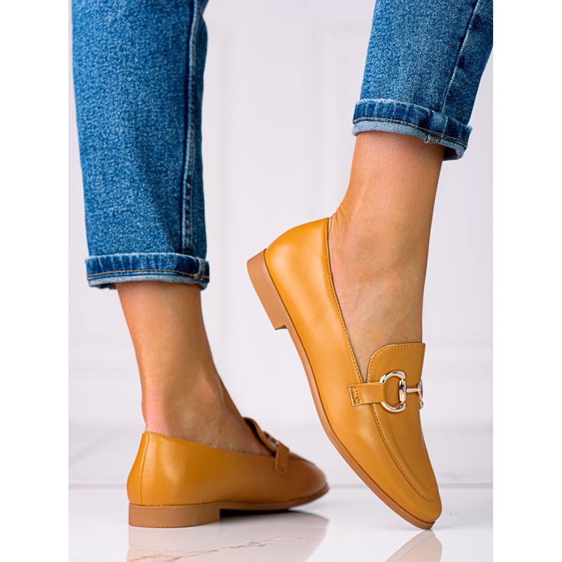 Mocasines de mujer elegantes Shelovet marrones con tacones bajos marrón 2