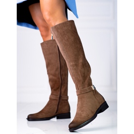 Cómodas botas Vinceza de mujer fabricadas en ante ecológico marrón 2