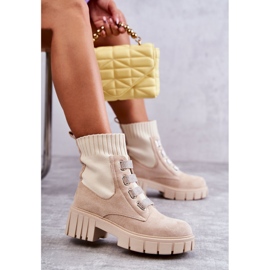 PS1 Botas tipo calcetín sin cordones de ante beige Hope 10
