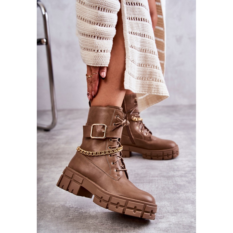 PG1 Botas de trabajadores de moda con cadena marrón Solesso 2 PG1 Botas de trabajadores de moda con cadena marrón Solesso 2