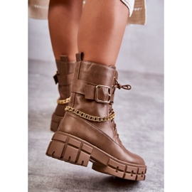 PG1 Botas de trabajadores de moda con cadena marrón Solesso 4