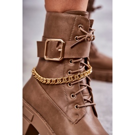 PG1 Botas de trabajadores de moda con cadena marrón Solesso 3