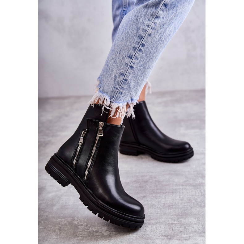 PG1 Botas Mujer Piel Con Cremallera Negra Navarra negro 2