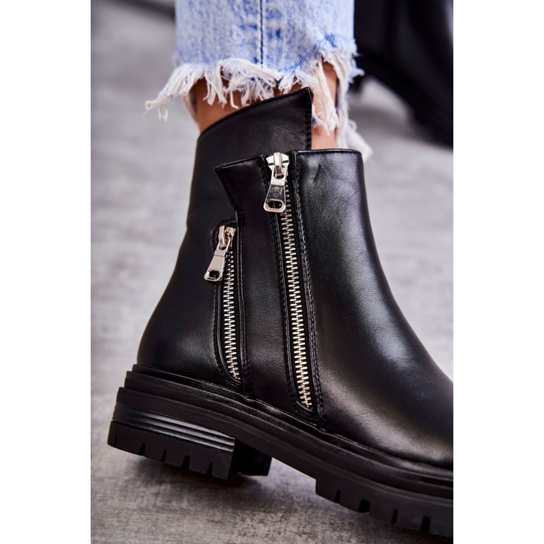 PG1 Botas Mujer Piel Con Cremallera Negra Navarra negro 1