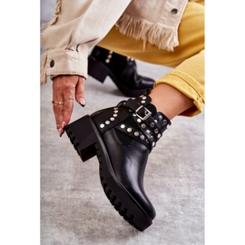 PG1 Botas Mujer Piel Con Tachuelas Decorativas Negro Sanchez 1