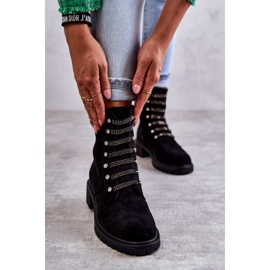 PG1 Botas de ante negro Malesia con rayas decorativas 3