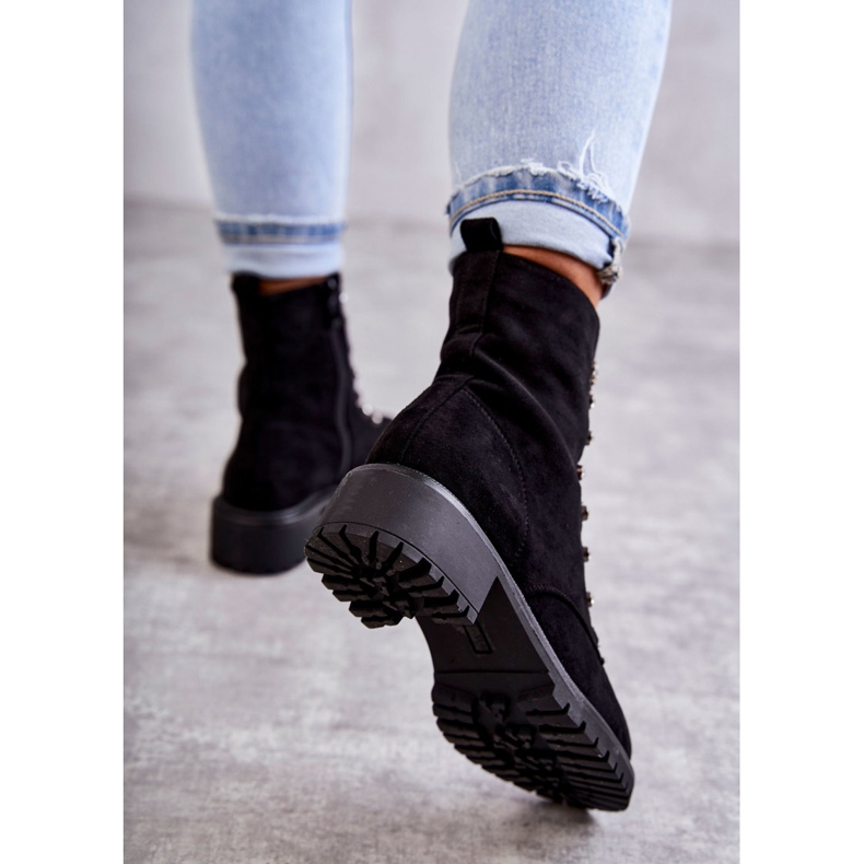 PG1 Botas de ante negro Malesia con rayas decorativas 2