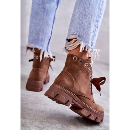 PS1 Botas Cálidas De Ante Roco Marrón Con Perlas 7