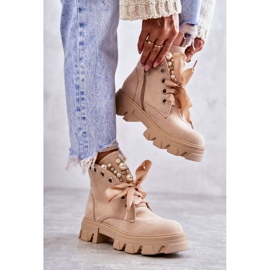 PS1 Botas Cálidas De Ante Con Perlas Beige Roco 7