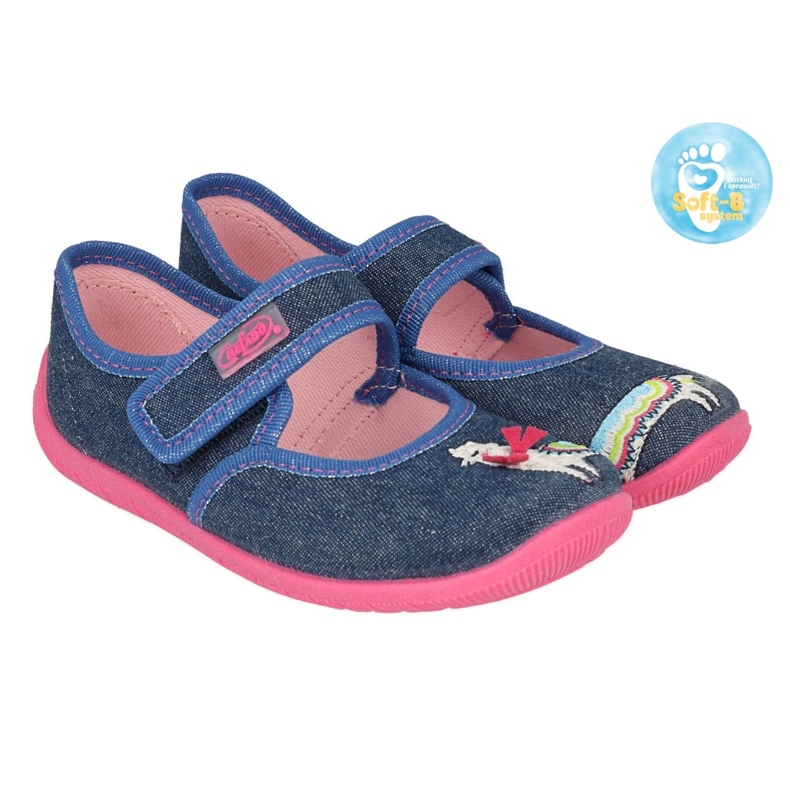 Pantuflas infantiles befado con velcro 955X014 azul marino 2