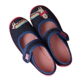 Pantuflas infantiles befado con velcro 955X014 azul marino 3