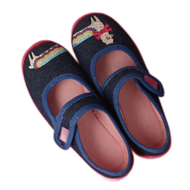 Pantuflas infantiles befado con velcro 955X014 azul marino 3