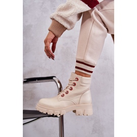 PG1 Botas De Piel Workers En Beige Messa Cremallera 4