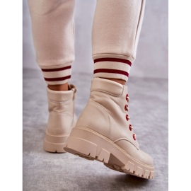 PG1 Botas De Piel Workers En Beige Messa Cremallera 3