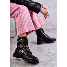 PG1 Botas De Mujer De Piel Con Rayas Decorativas Negras Russo negro 5