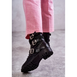 PG1 Botas De Mujer De Piel Con Rayas Decorativas Negras Russo negro 4