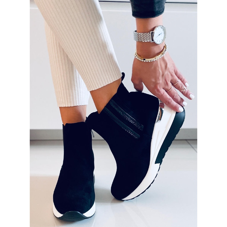 Stock Botas cuña negras negro 1 Stock Botas cuña negras negro 1