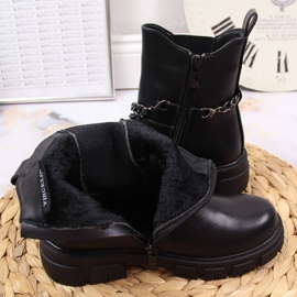 Botas negras Vinceza para niña con cadena negro 4