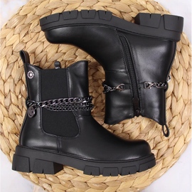 Botas negras Vinceza para niña con cadena negro 3
