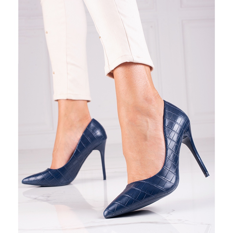 Bombas de moda en un tacón Shelovet azul 2