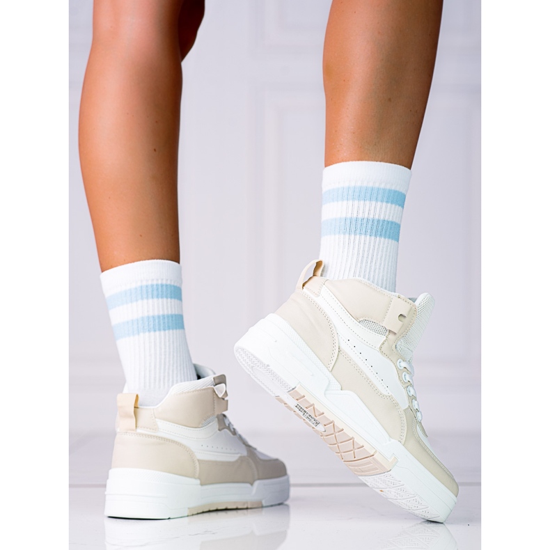 Zapatillas deportivas Shelovet para mujer con parte superior alta, beige 1