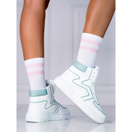 Deportivas de mujer High Shelovet fabricadas en piel ecológica blanca y verde blanco 1