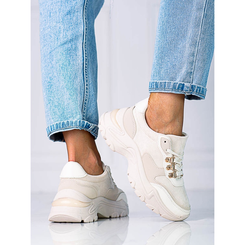 Zapatillas de mujer con suela gruesa Shelovet beige. 1