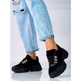Zapatillas deportivas de mujer con suela gruesa Shelovet negra. negro 2