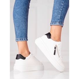 Deportivas de mujer Shelovet blancas con cremallera decorativa blanco 1