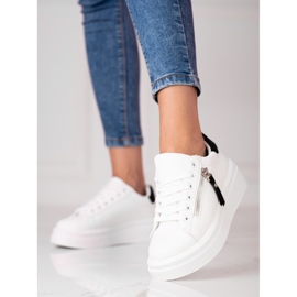 Deportivas de mujer Shelovet blancas con cremallera decorativa blanco 2