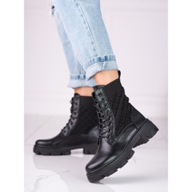 Bolsos negros acolchados de mujer con cordones Shelovet 1