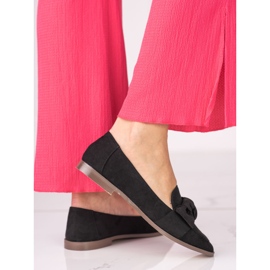 Mocasines de mujer Shelovet fabricados en ante ecológico negro 1