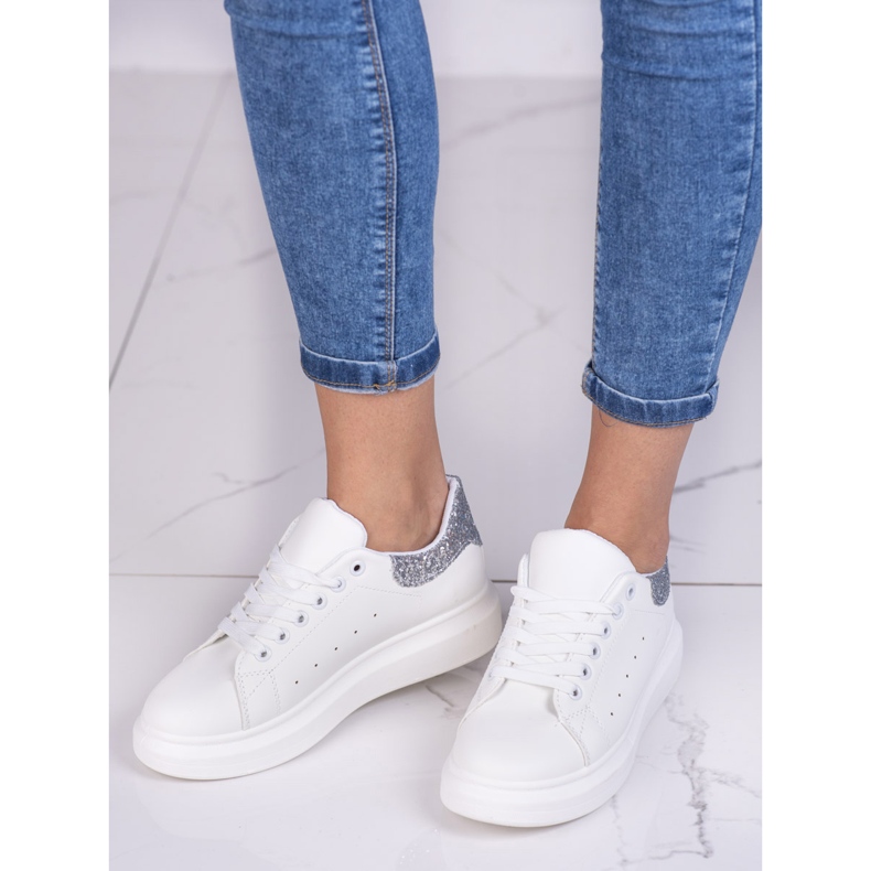 Zapatillas de mujer Shelovet blancas sobre plataforma blanca blanco 1