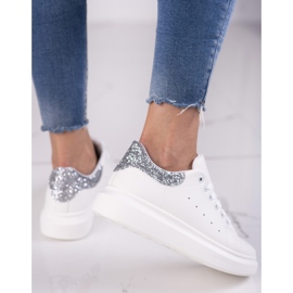 Zapatillas de mujer Shelovet blancas sobre plataforma blanca blanco 2
