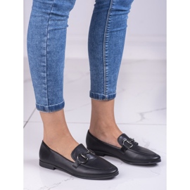 Mocasines de mujer elegantes Shelovet con tacones bajos negros 2