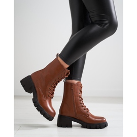 Botas clásicas marrones Shelovet con cordones y tacones altos marrón 1