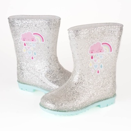 Botas de agua plateadas Shelovet High Glitter para niña plata 3