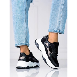 Zapatillas con cordones Shelovet para mujer en una plataforma alta en blanco y negro 1