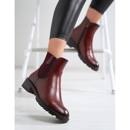 Botines Chelsea bajos Shelovet fabricados en piel ecológica rojo 2