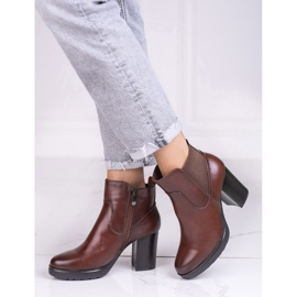 Botines Chelsea marrones de mujer en un poste Shelovet alto marrón 1